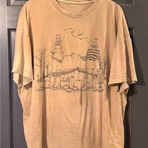 American Eagle Outfitters Tan Pumpkin Graphic Tee